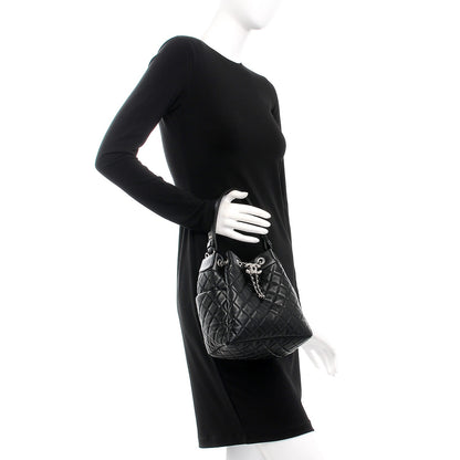 Chanel Lambskin Quilted Small Chain Bucket Bag Black 3 of 9