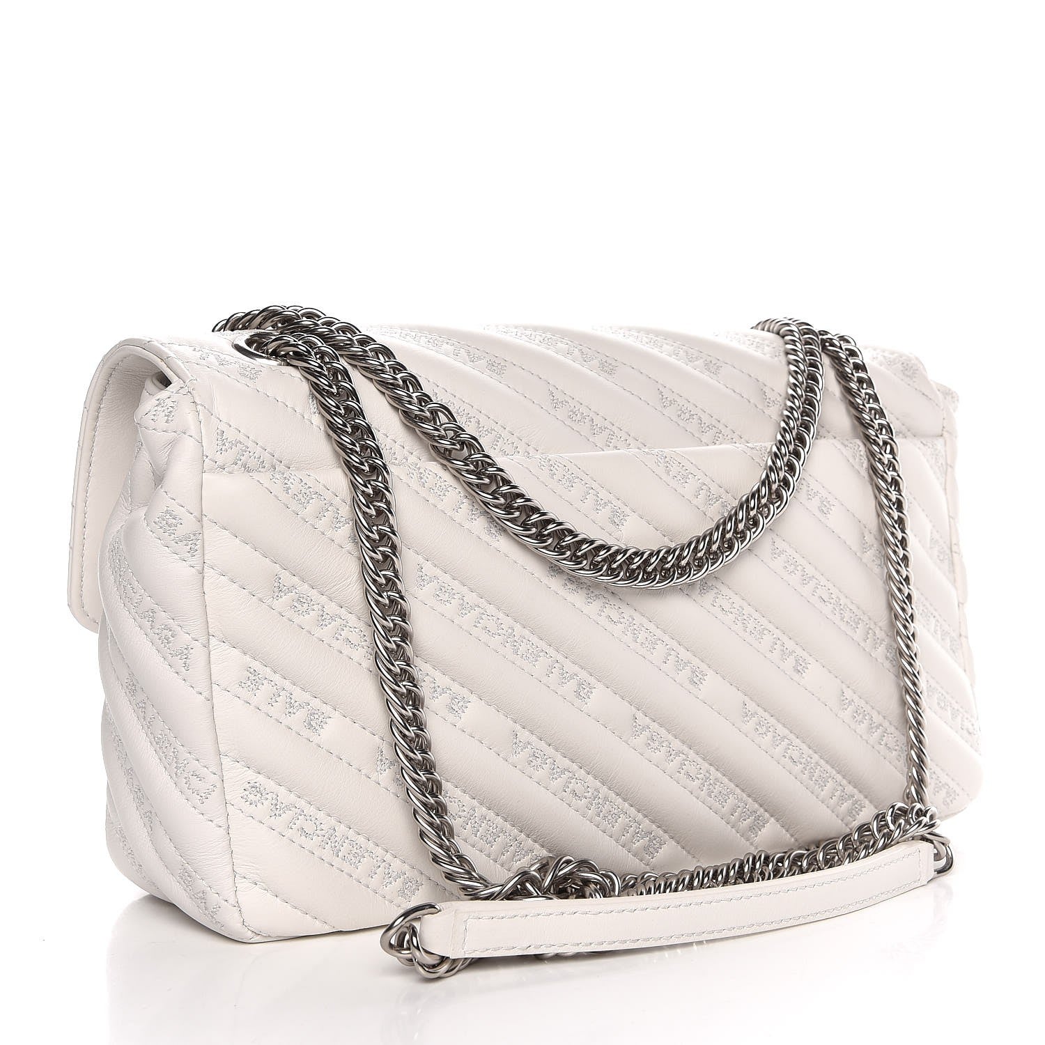 Balenciaga Calfskin Logo Matelasse M BB Chain Shoulder Bag Blanc Neige 2 of 15
