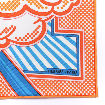 Hermes Silk Pegase Pop Pocket Square Orange Turquoise Jaune 2 of 4
