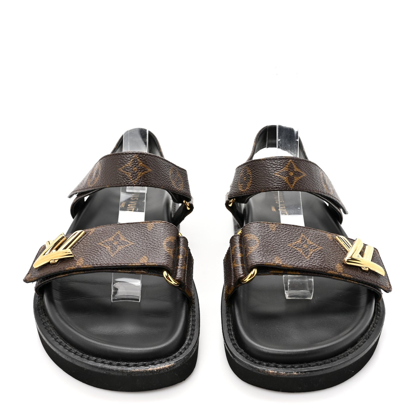 Monogram LV Sunset Comfort Flat Sandals 38 Cacao Brown
