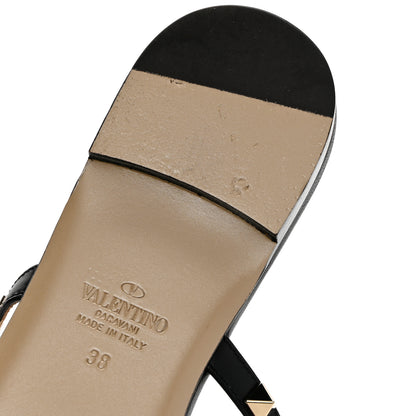 Valentino Garavani Calfskin Rockstud Caged Flat Slide Sandals 38 Black 10 of 13