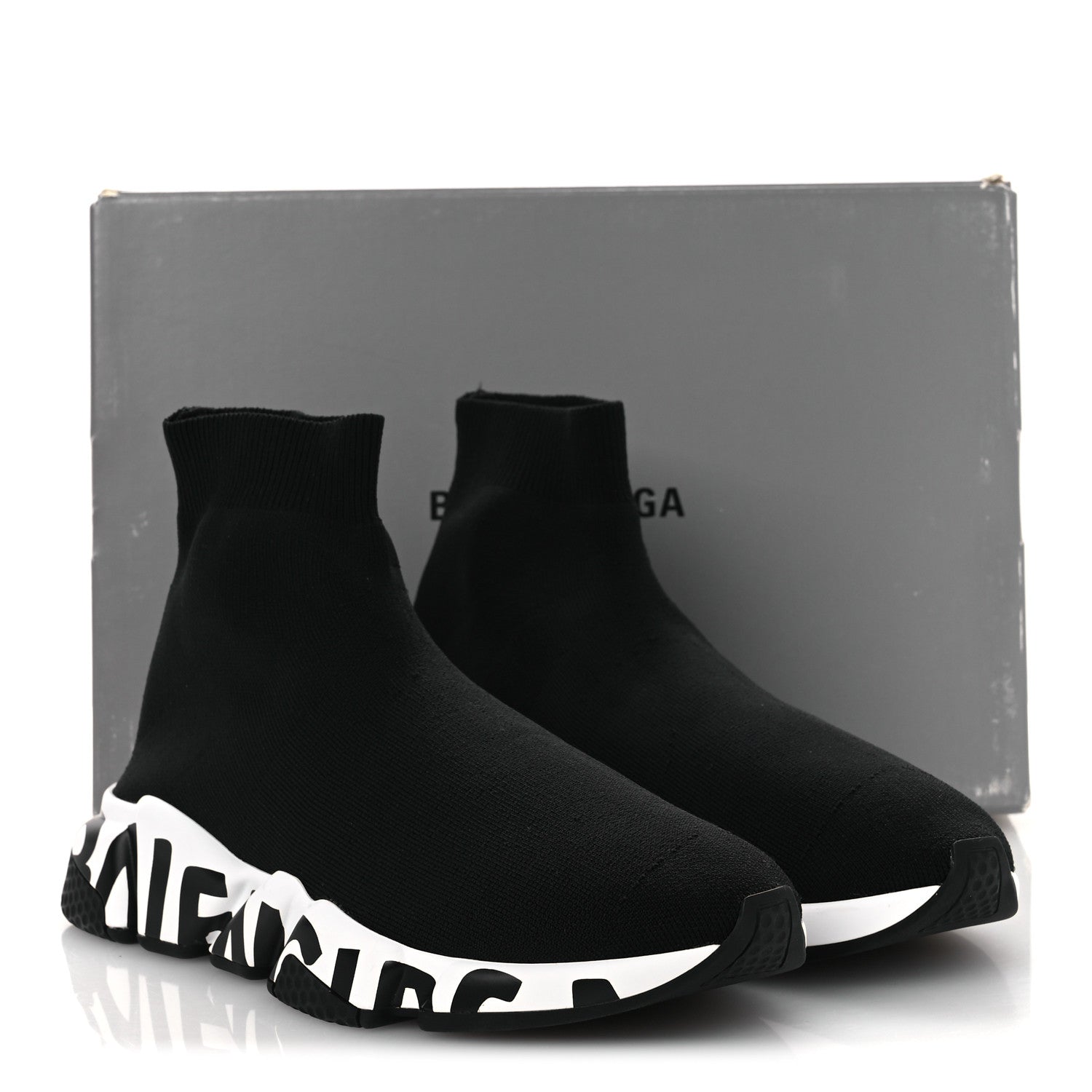 Balenciaga Neoprene Knit Womens Speed Graffiti Sneakers 40 Black White 12 of 12