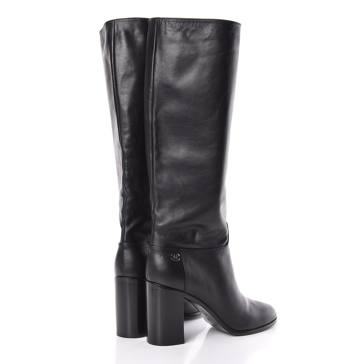 Chanel Calfskin Tall CC Boots 41.5 Black 4 of 7