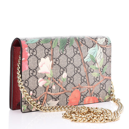 Gucci GG Supreme Monogram Tian Chain Wallet Beige Multicolor Red 3 of 7