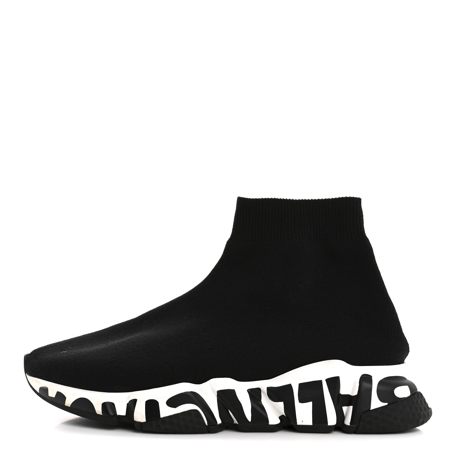 Balenciaga Neoprene Knit Womens Speed Graffiti Sneakers 38 Black White 1 of 11