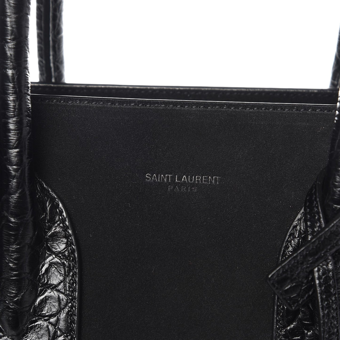Suede Crocodile Embossed Small Sac De Jour Black