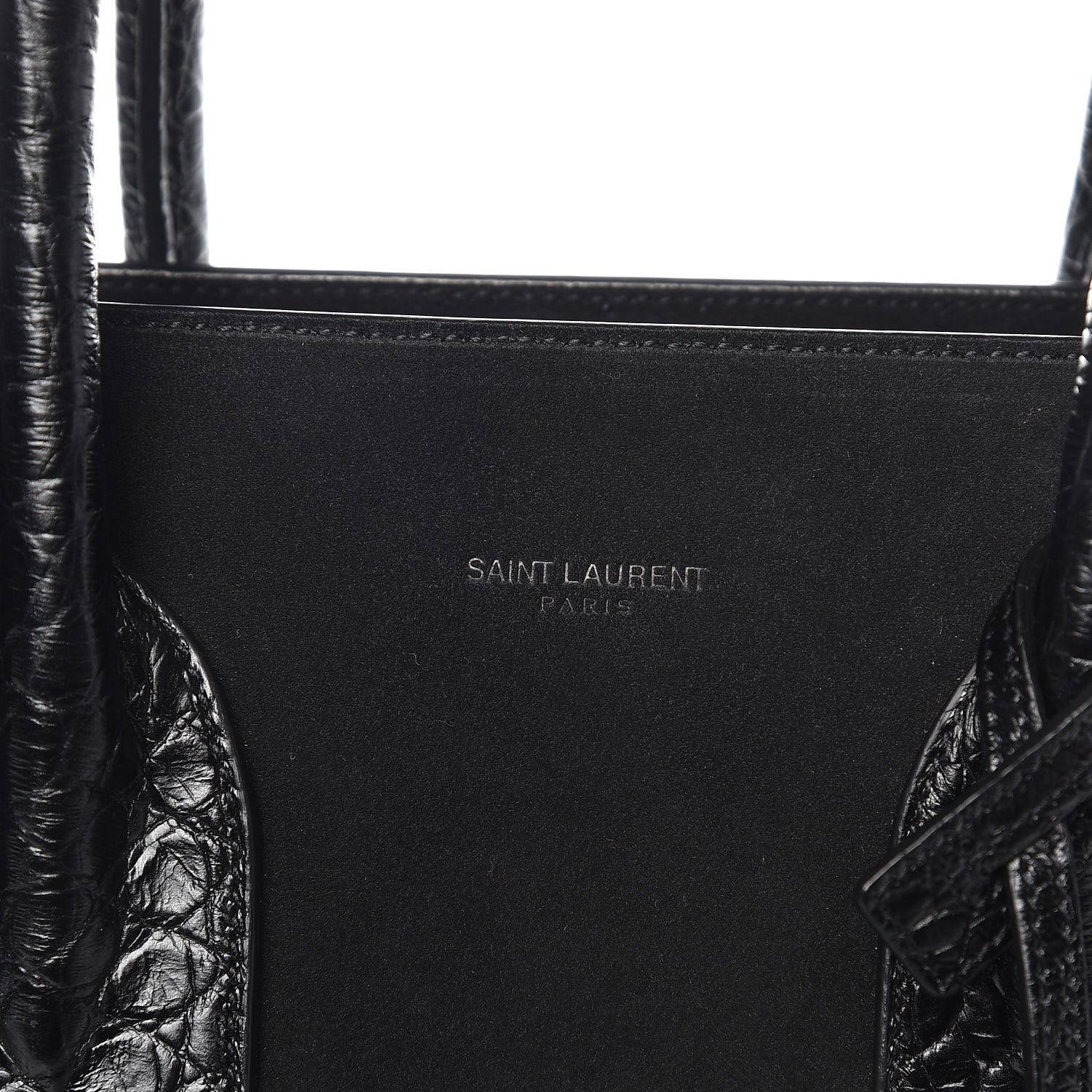 Saint Laurent Suede Crocodile Embossed Small Sac De Jour Black 11 of 11