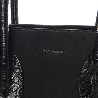 Saint Laurent Suede Crocodile Embossed Small Sac De Jour Black 11 of 11