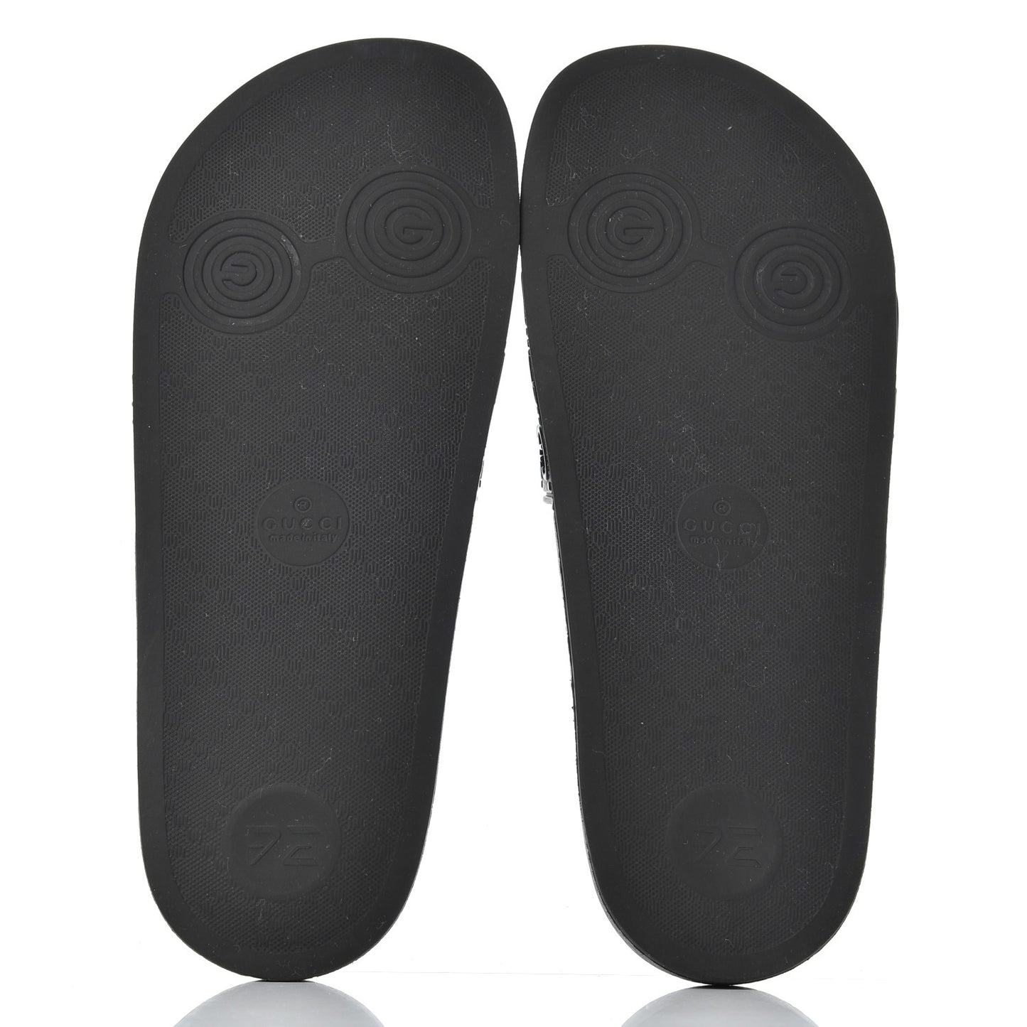 Rubber GG Monogram Mens Slide Sandals 6 Black