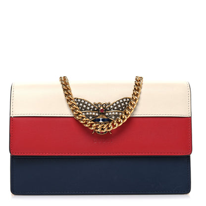 Gucci Calfskin Queen Margaret Chain Wallet Blue Agata Hibiscus Red Mystic White 1 of 9