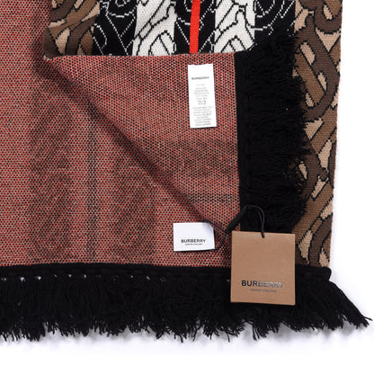 Burberry Cashmere TB Monogram Stripe Football Knit Scarf Bridle Brown 3 of 3