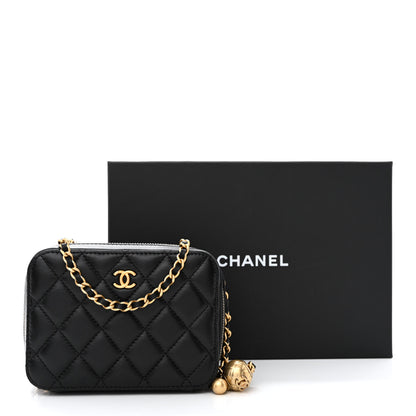 Chanel Lambskin Quilted CC Pearl Crush Camera Case Black 11 of 11