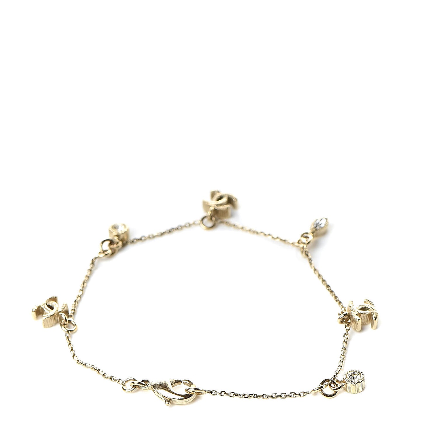 Crystal Charm CC Bracelet Gold