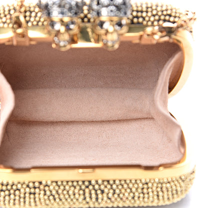 Alexander McQueen Nappa Studded Mini Queen and King Skull Box Chain Clutch Black Gold 5 of 10