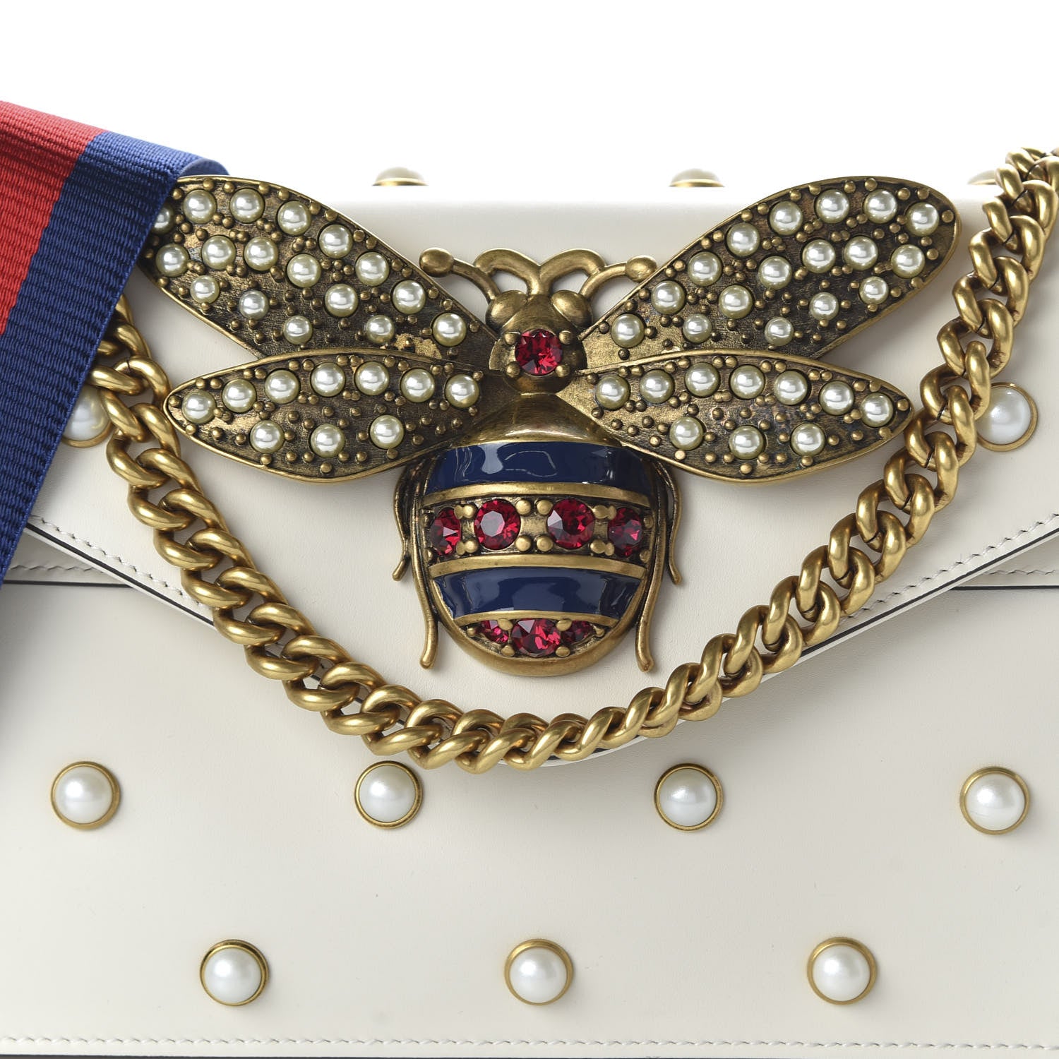 Gucci Nappa Pearl Studded Mini Queen Margaret Broadway Shoulder Bag Mystic White 10 of 11