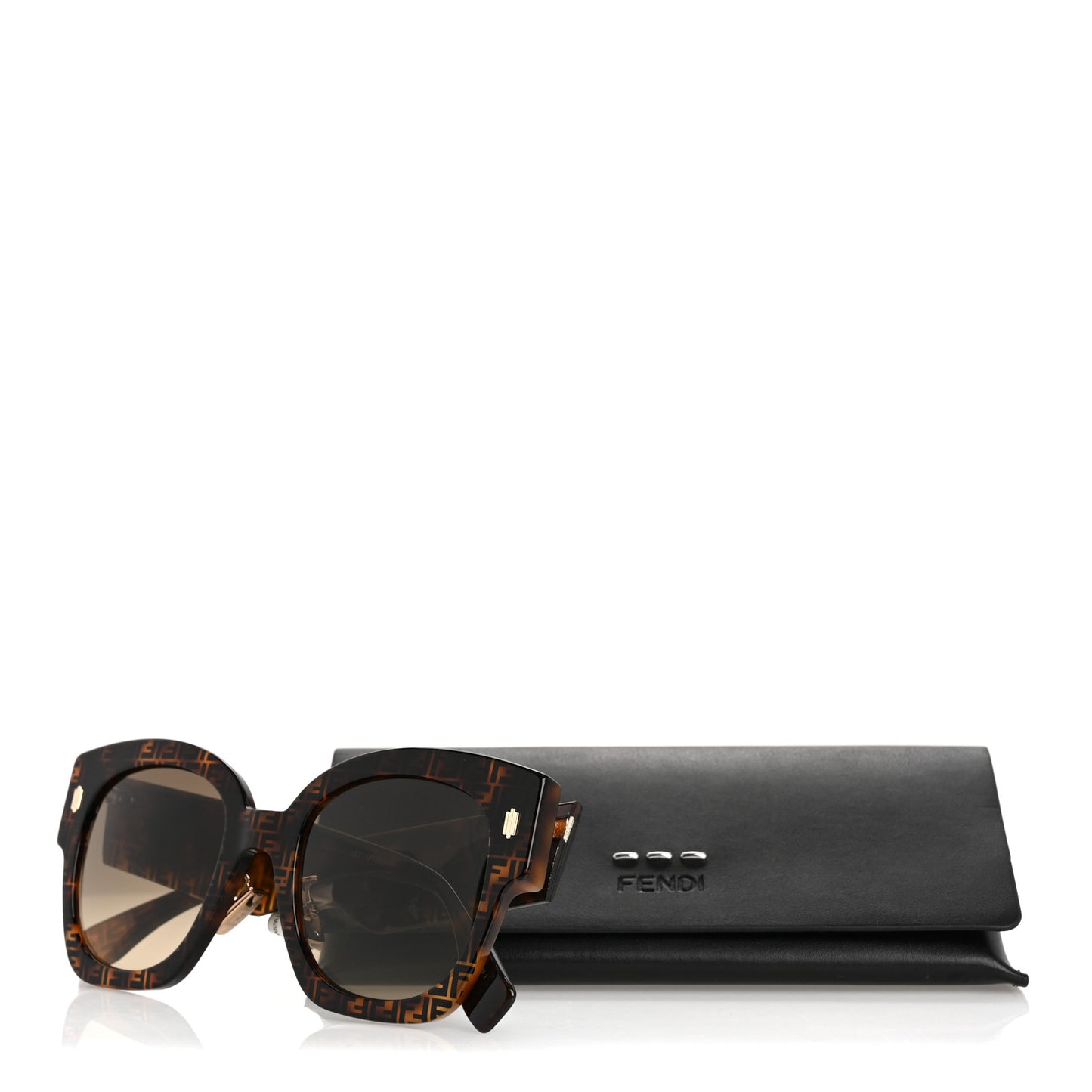 Acetate Fendi Square Sunglasses FE0458 Havana Black