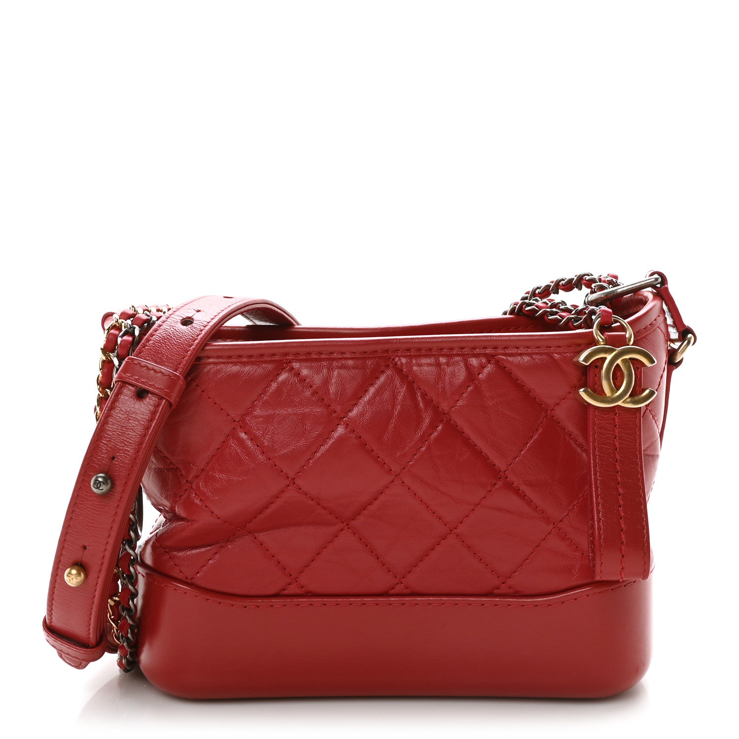 Chanel Aged Smooth Calfskin Quilted Medium Gabrielle Logo Hobo Red 1 of 10