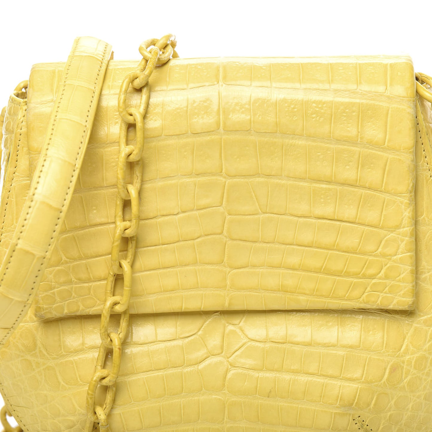 Crocodile Round Flap Top Crossbody Yellow
