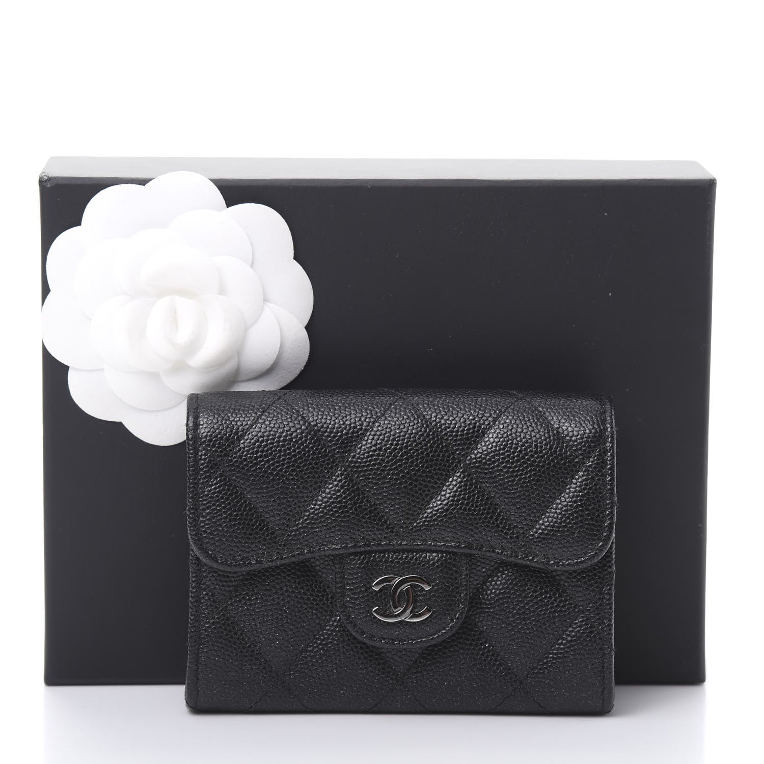 Chanel Iridescent Caviar Quilted Flap Card Holder Wallet Black 10 of 10