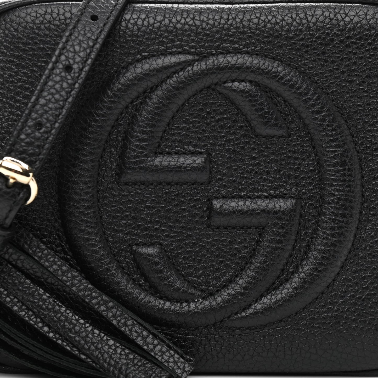 Pebbled Calfskin Small Soho Disco Bag Black