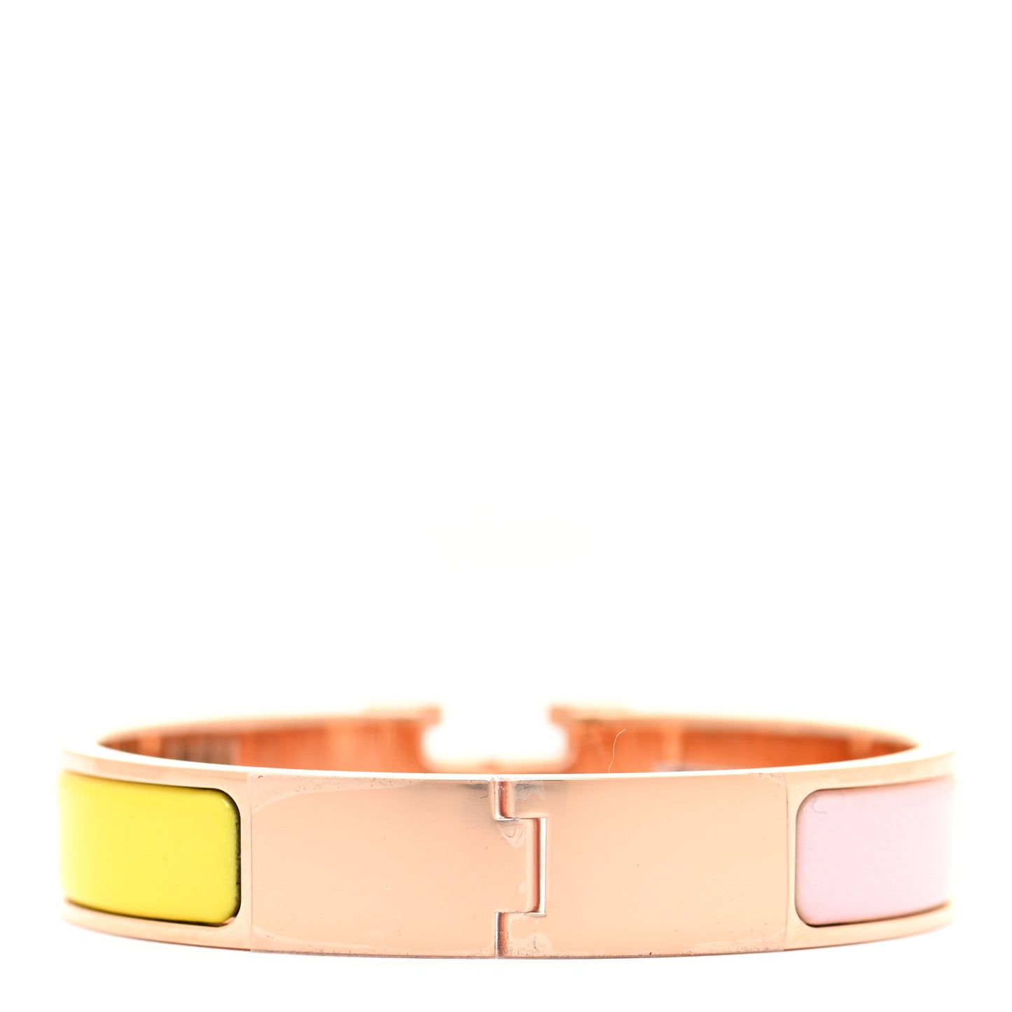 Enamel Narrow Clic Clac H Fusion Bracelet PM Rose Candeur Jaune Tennis