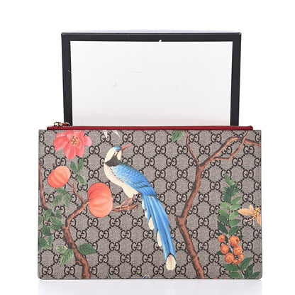 Gucci GG Supreme Monogram Tian Large Zip Pouch Beige Multicolor Red 7 of 7