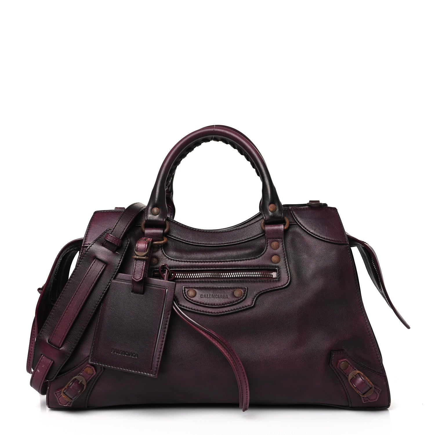 Balenciaga Used Calfskin Rust Hardware Neo Classic City Burgundy 1 of 17