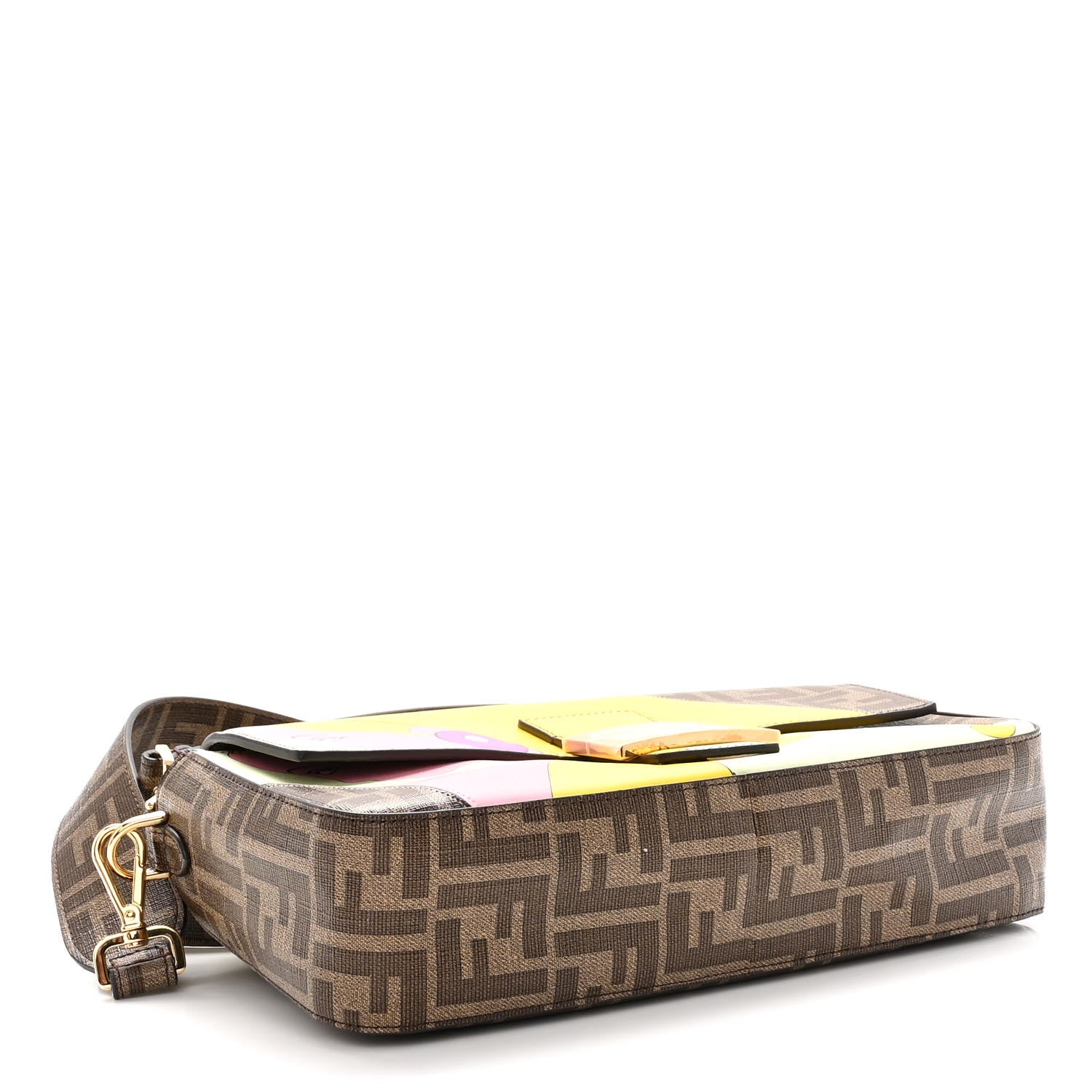 Fendi Glazed Fabric FF 1974 Hairdo Girls Inlay Baguette Mogano Panna Multicolor 4 of 9