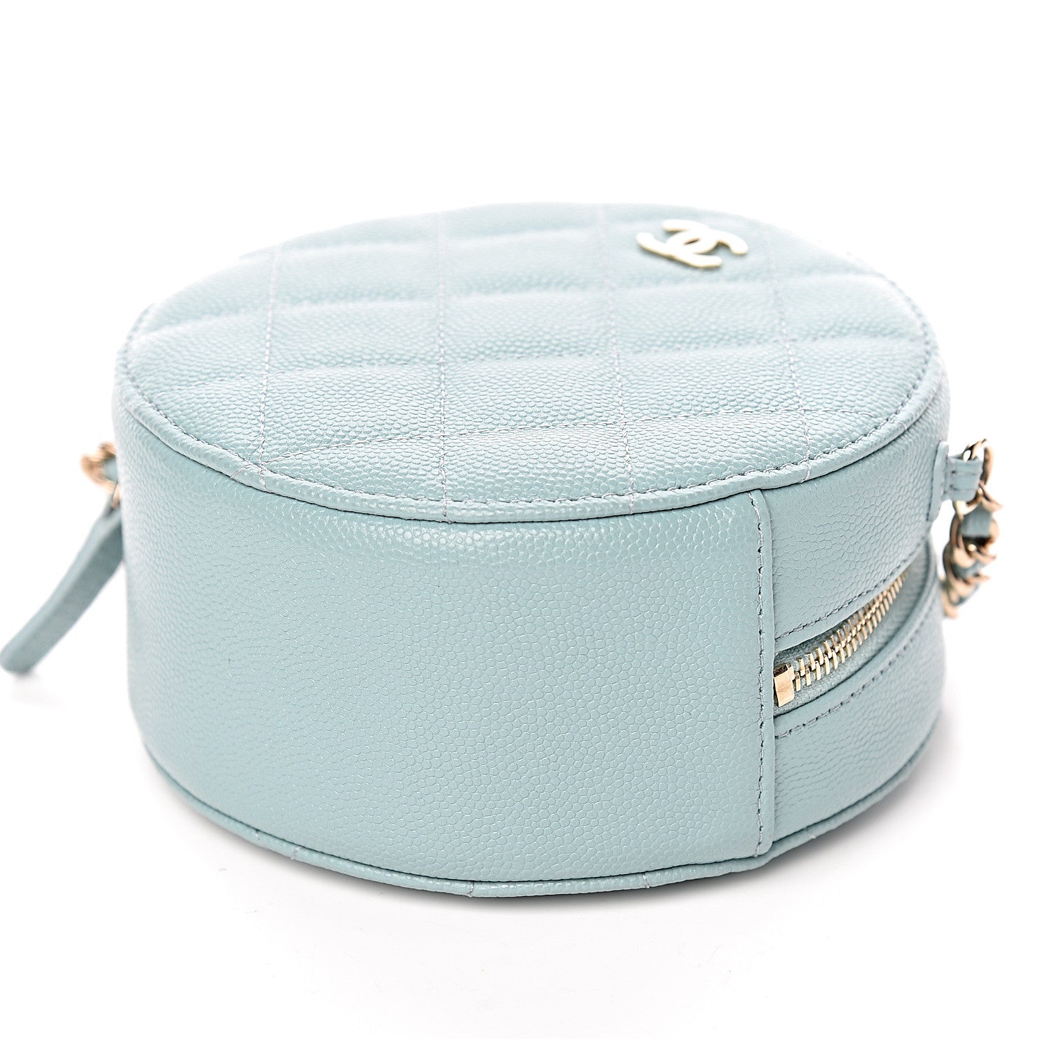 Chanel Caviar Quilted Round Clutch With Chain Light Blue 6 of 11