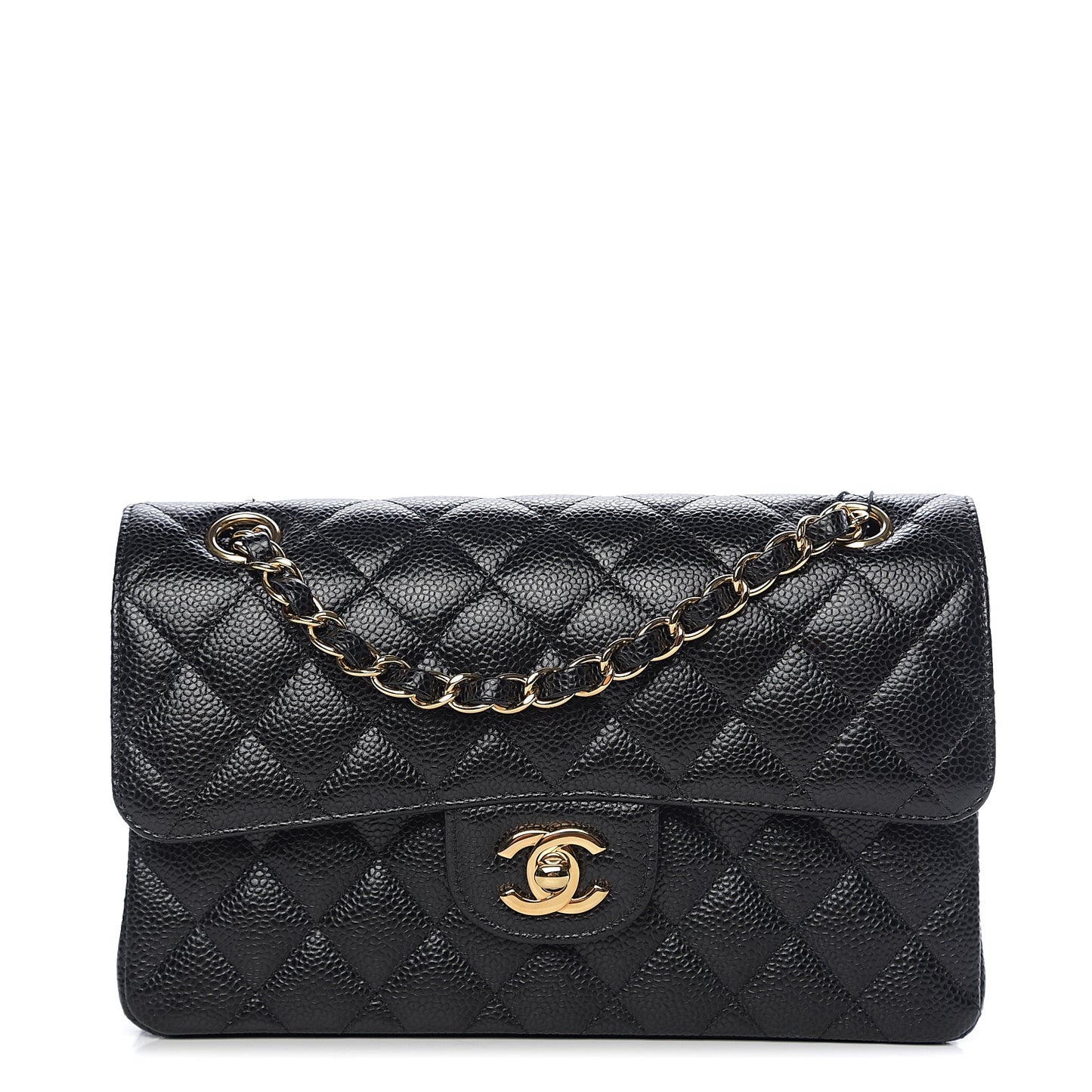 Caviar Quilted Small Double Flap Black