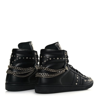 Saint Laurent Calfskin Saint Lauren Stud Wolly SL-22 High Top Sneakers 37 Black 5 of 8