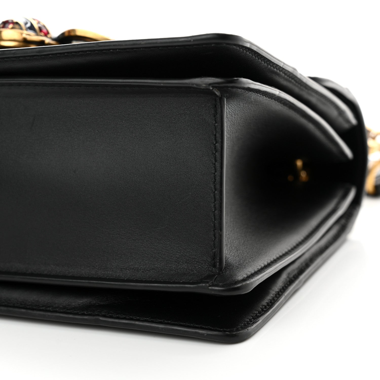 Gucci Calfskin Sylvie Web Small Queen Margaret Top Handle Bag Black 10 of 13