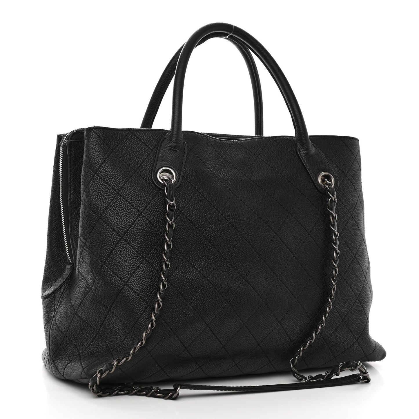 Grained Vegetal Calfskin Urban Shopping Tote Black