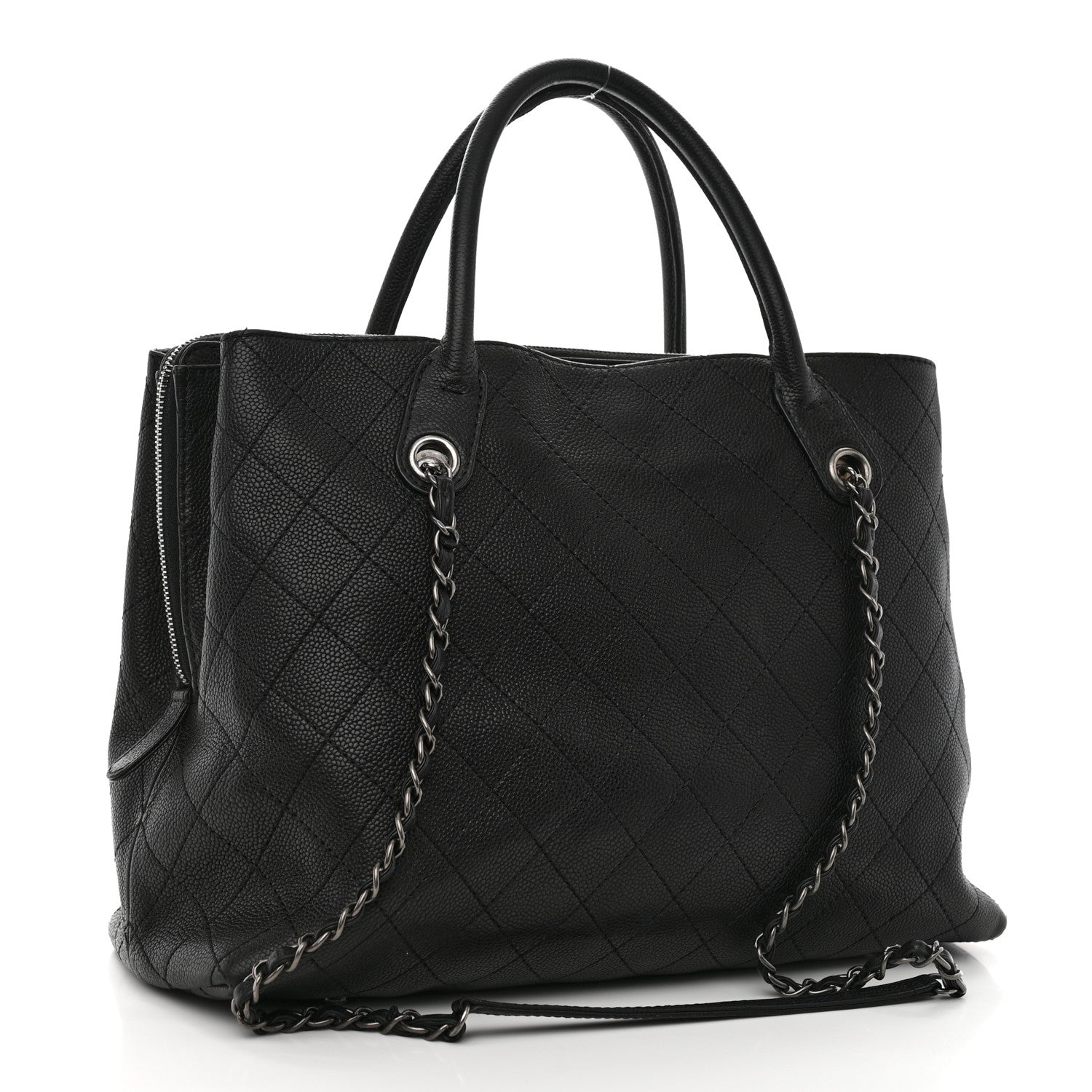 Chanel Grained Vegetal Calfskin Urban Shopping Tote Black 3 of 13