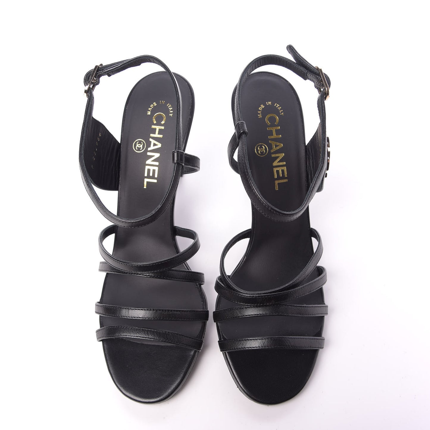 Lambskin CC Sandals 38 Black