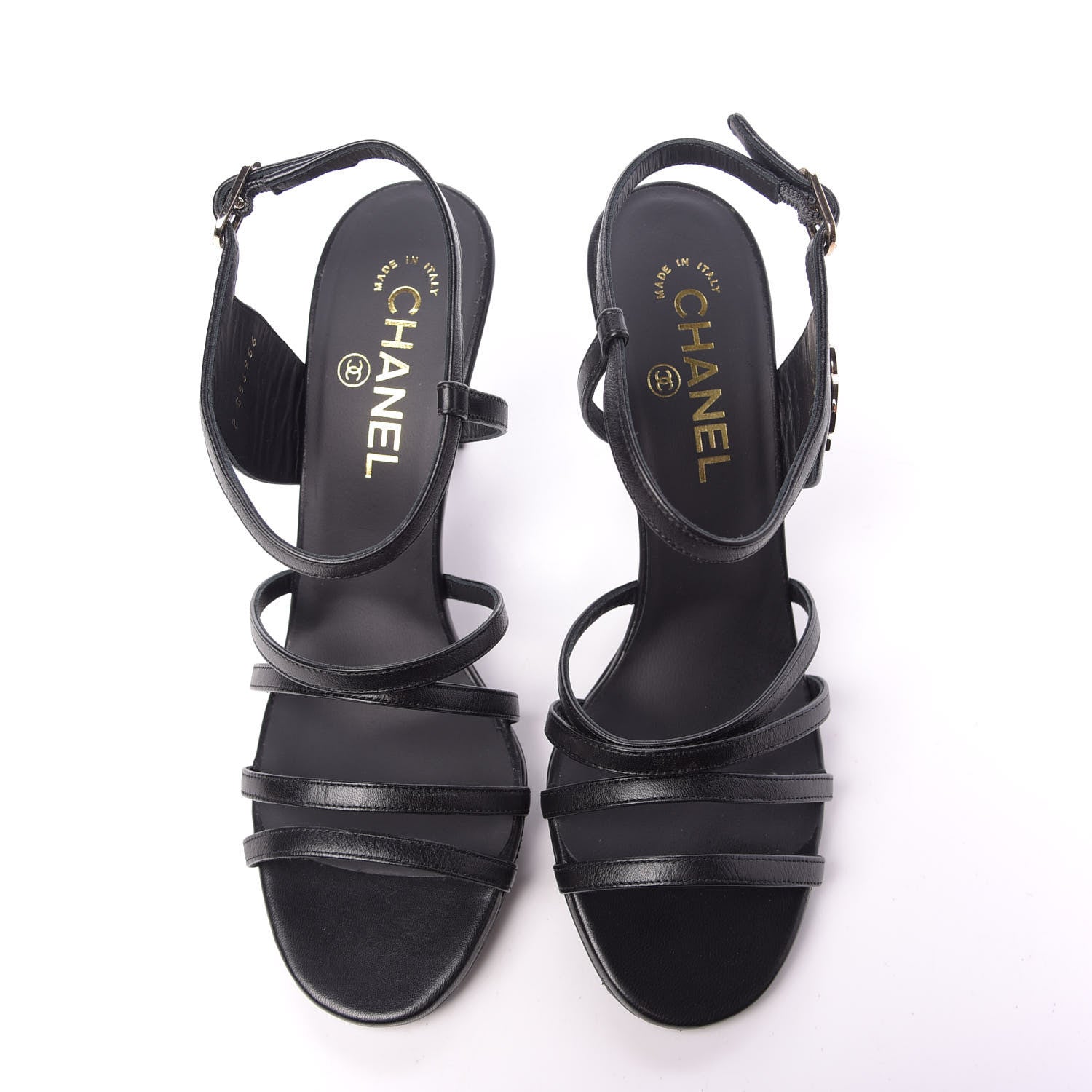 Chanel Lambskin CC Sandals 38 Black 5 of 11