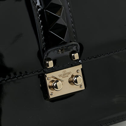 Valentino Garavani Patent Monochrome Medium Glam Lock Rockstud Flap Black 12 of 15