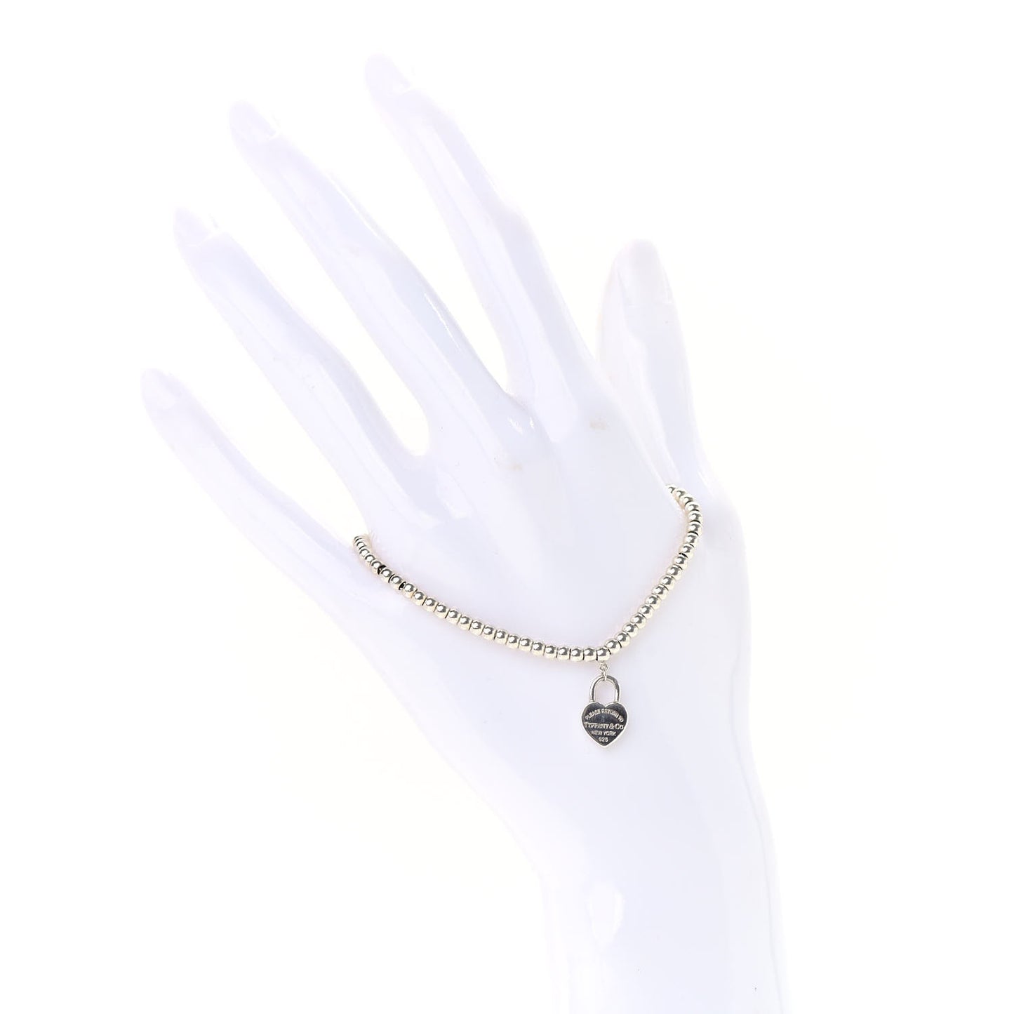 Sterling Silver 3mm Return to Tiffany Heart Lock Bead Bracelet