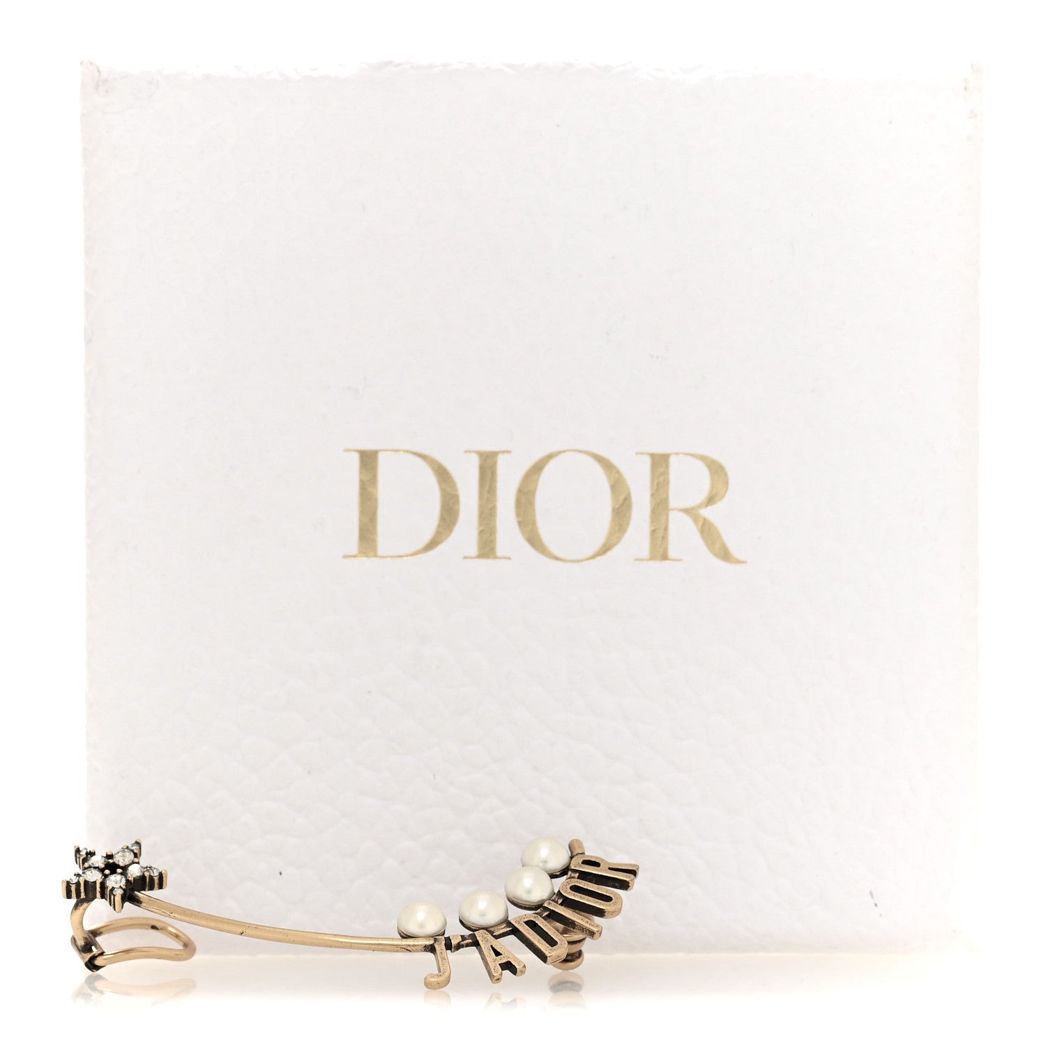 Christian Dior Pearl Crystal J'Adior Star Ear Cuff Gold White 4 of 4