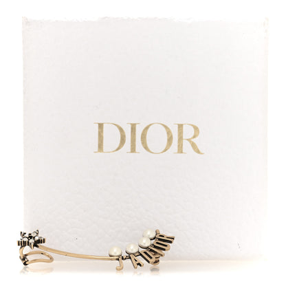 Christian Dior Pearl Crystal J'Adior Star Ear Cuff Gold White 4 of 4