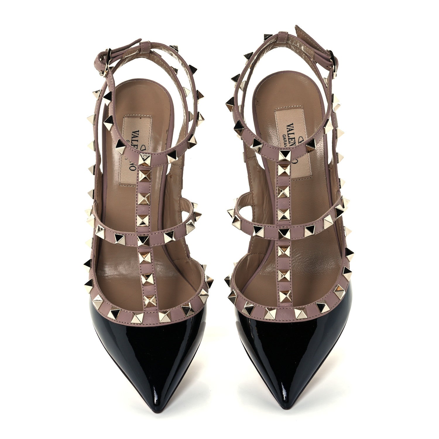 Valentino Garavani Patent Nappa Rockstud Ankle Strap 100mm Pumps 37.5 Black Poudre 5 of 11