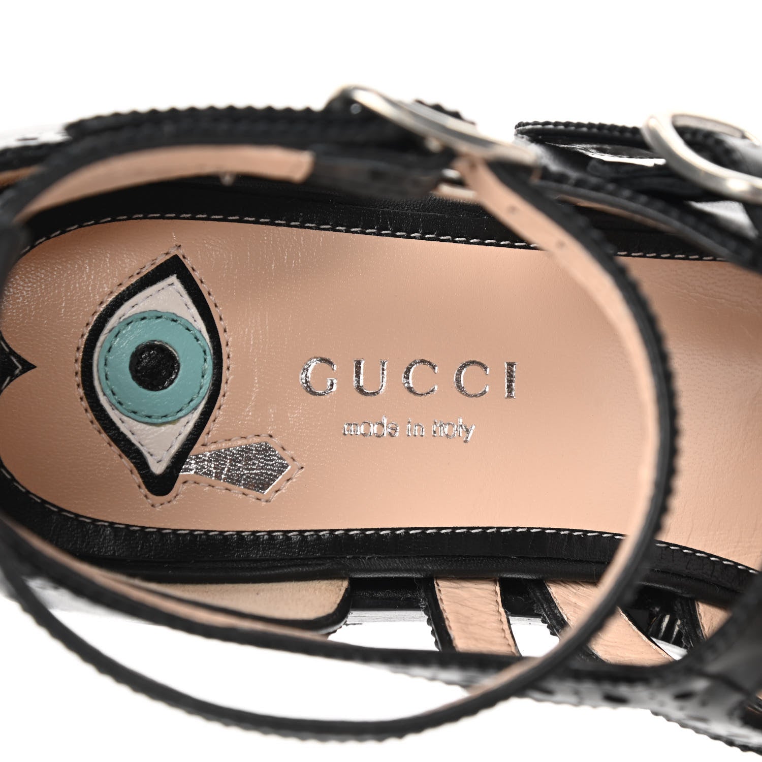 Gucci Calfskin Bee Embroidered Womens Queercore Brogue Wingtip Monk Strap Loafers 38.5 Black 7 of 8