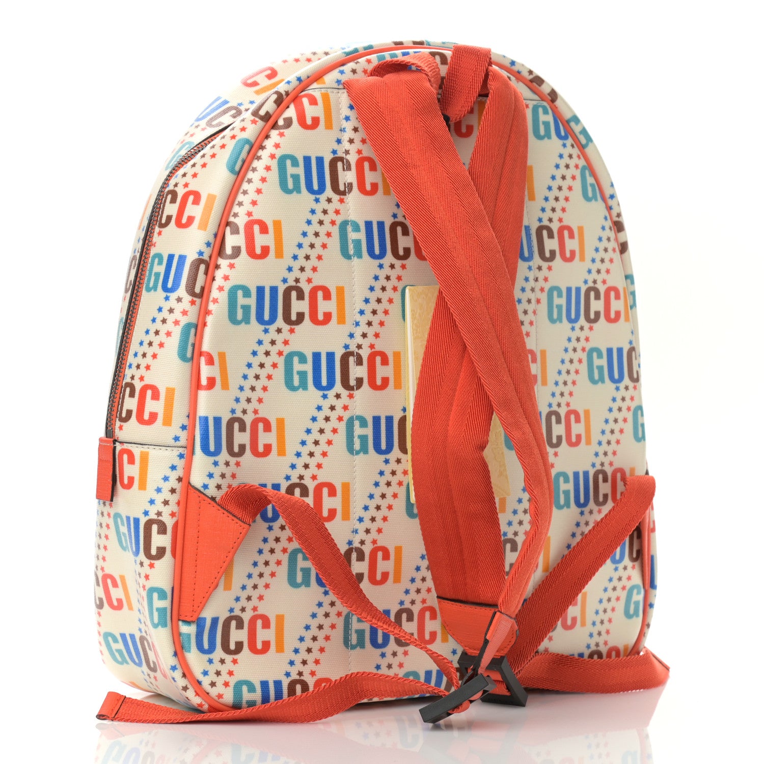 Gucci Coated Canvas Logo Star Print Childrens Dome Backpack Beige Multicolor Vibrant Orange 3 of 10