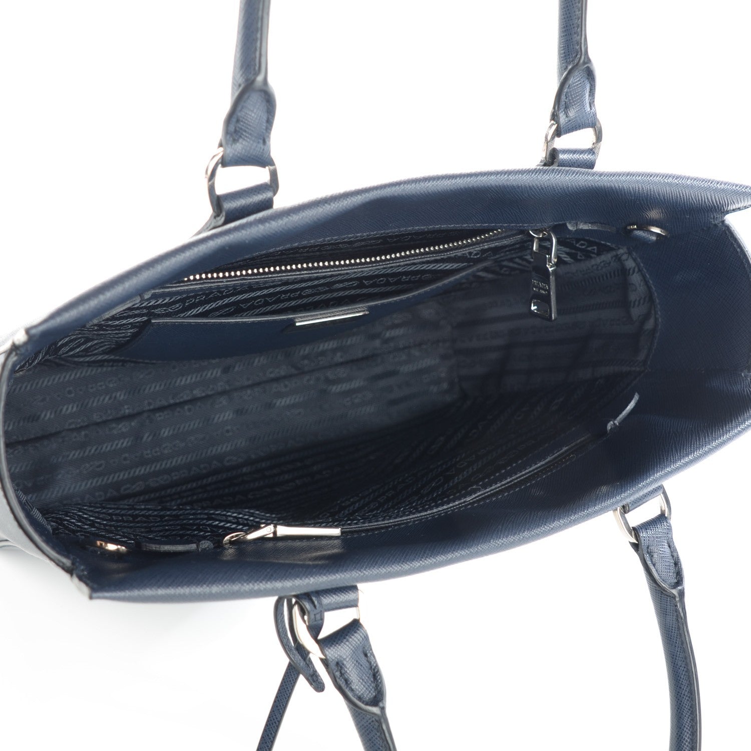 Prada Saffiano Lux Double Handle Shopping Tote Baltico 5 of 8