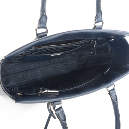 Prada Saffiano Lux Double Handle Shopping Tote Baltico 5 of 8
