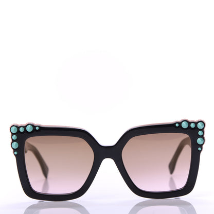 Fendi Studded Square Cat Eye Sunglasses FF 0260/S Black Pink 2 of 8