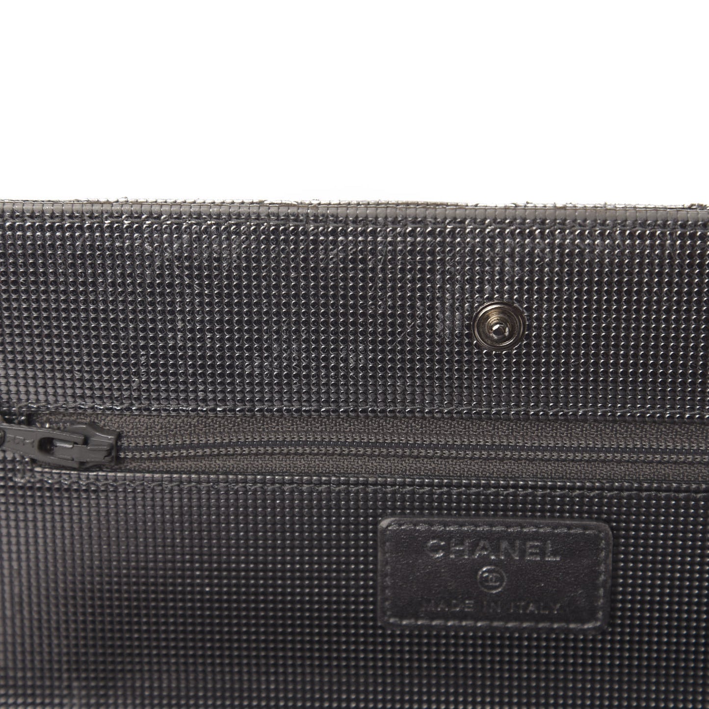 Metallic Calfskin Quilted Pixel Effect Wallet on Chain WOC Silver