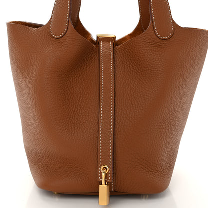 Hermes Taurillon Clemence Picotin Lock 18 PM Gold 9 of 11