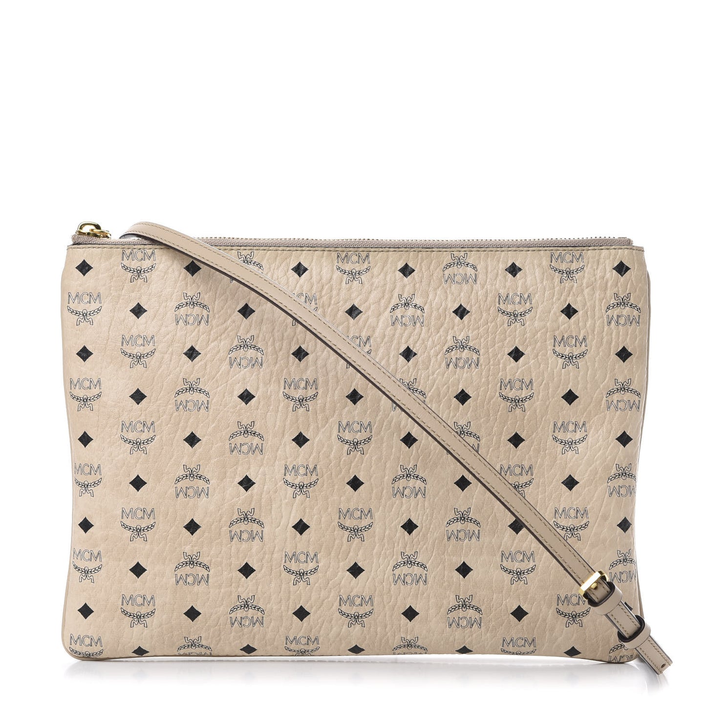 Visetos Medium Crossbody Pouch Beige