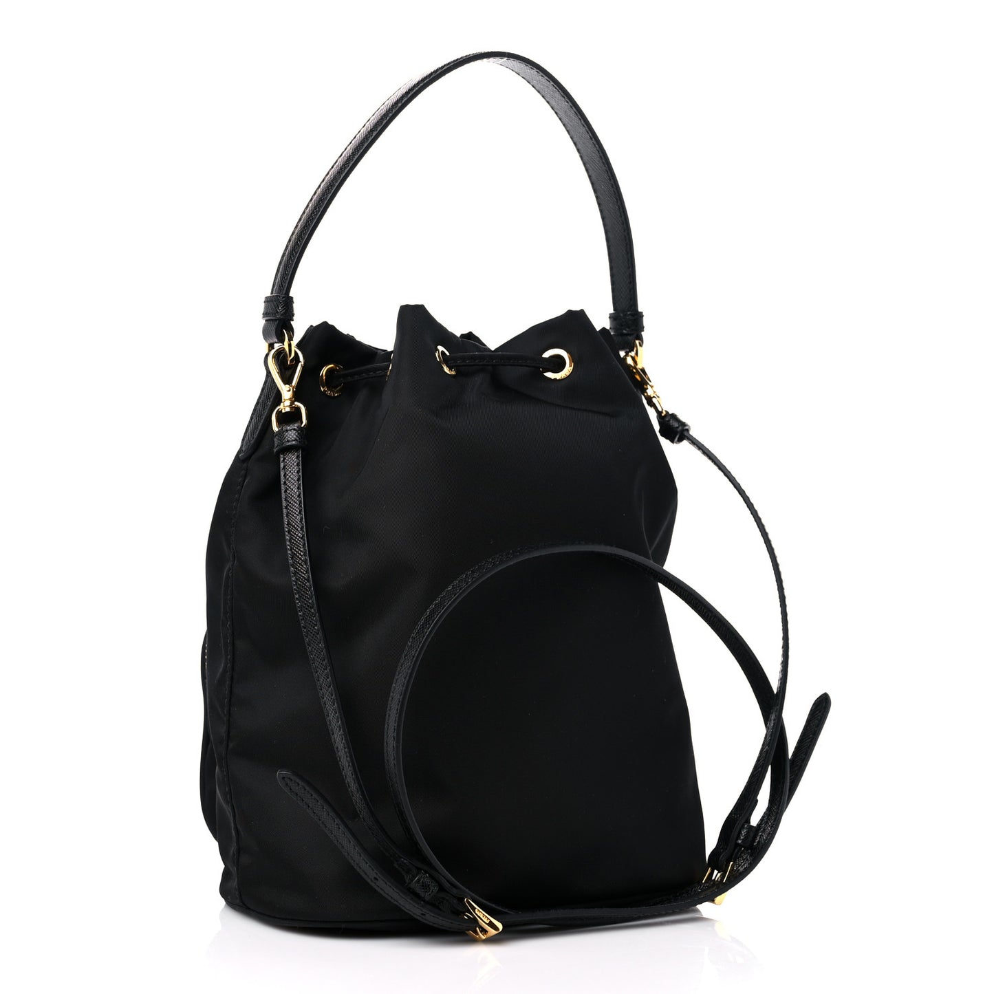 Re-Nylon Duet Drawstring Shoulder Bag Black